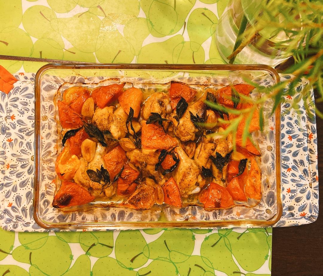 罗勒番茄烤鸡腿