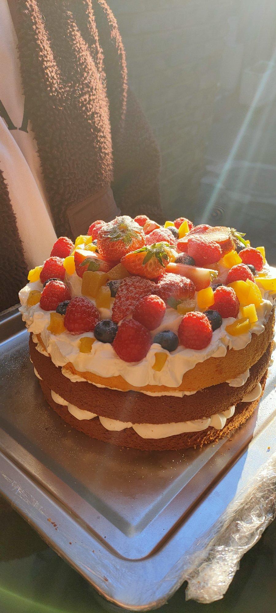 可可戚风水果裸蛋糕