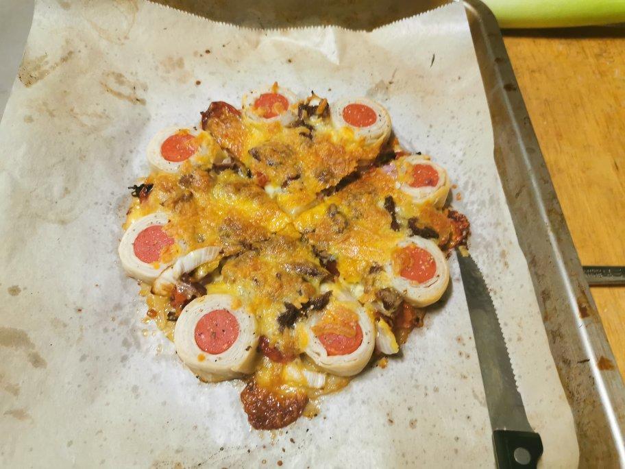 2张手抓饼皮搞定1个披萨——奥尔良鸡肉披萨