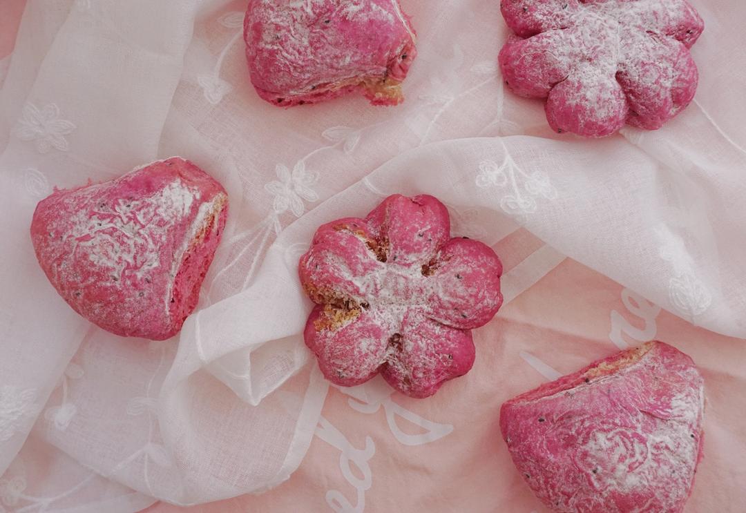 💕少女心biu biu biu 💕 肉松馅的火龙果面包