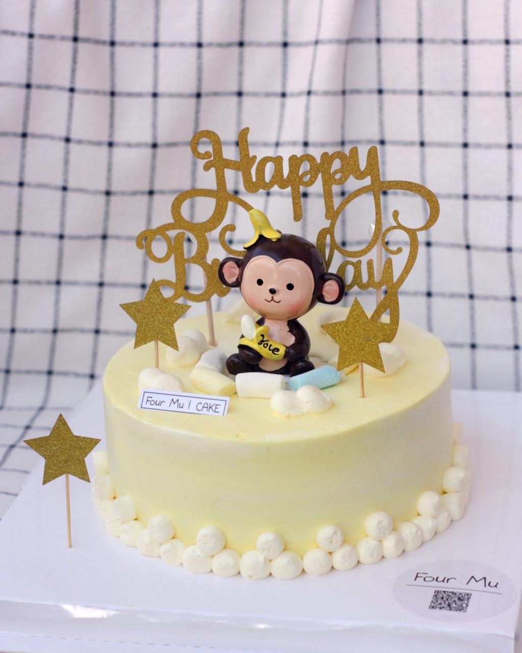 jane__an做的七彩晕染抹面小猴子蛋糕