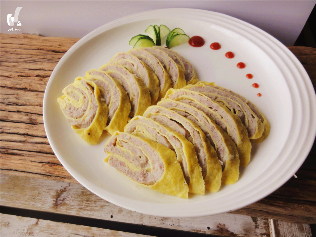 啊呜511做的老爸的手艺---蒸肉蛋卷