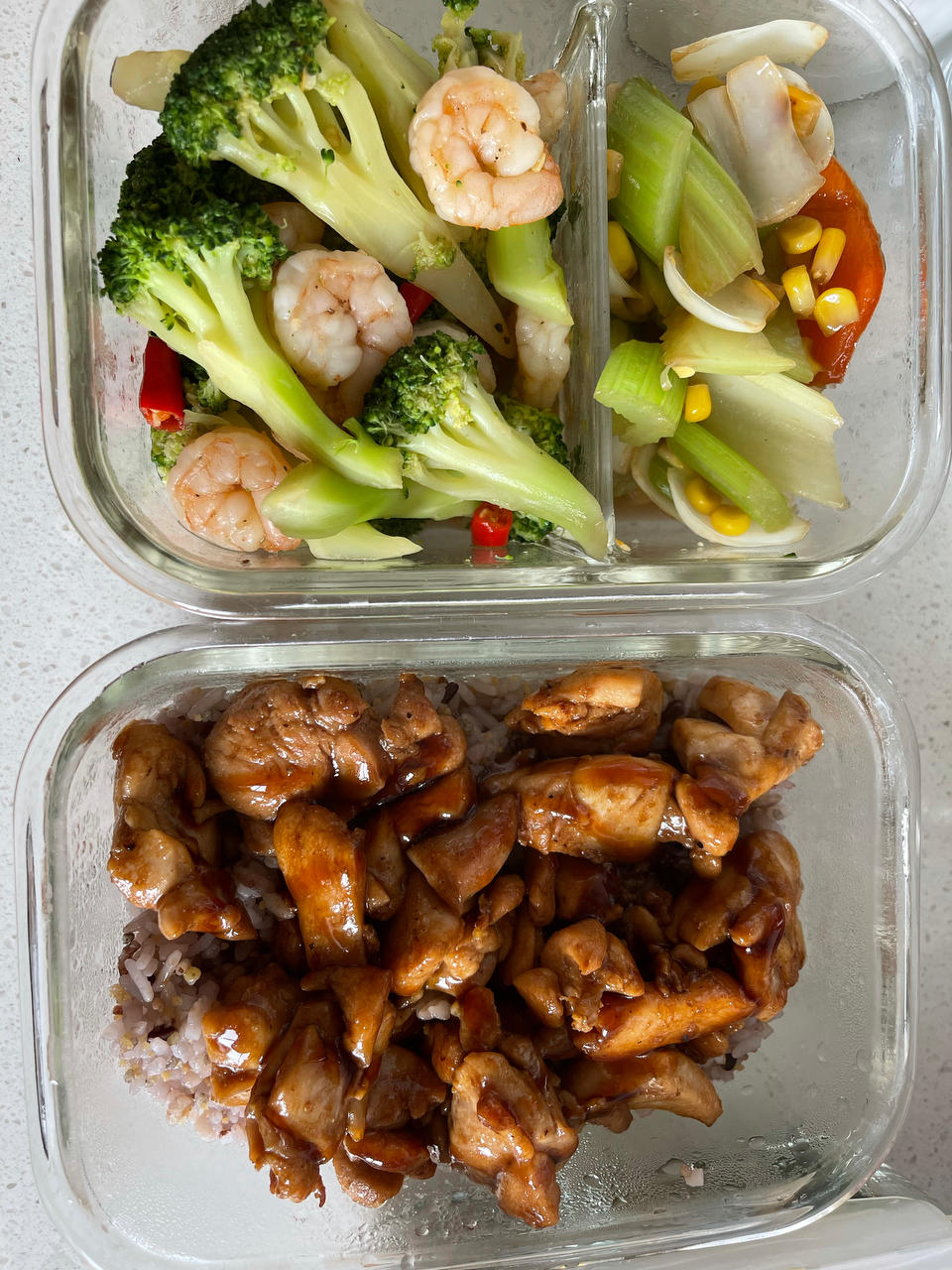 低脂低卡减脂餐～黑椒虾仁西兰花