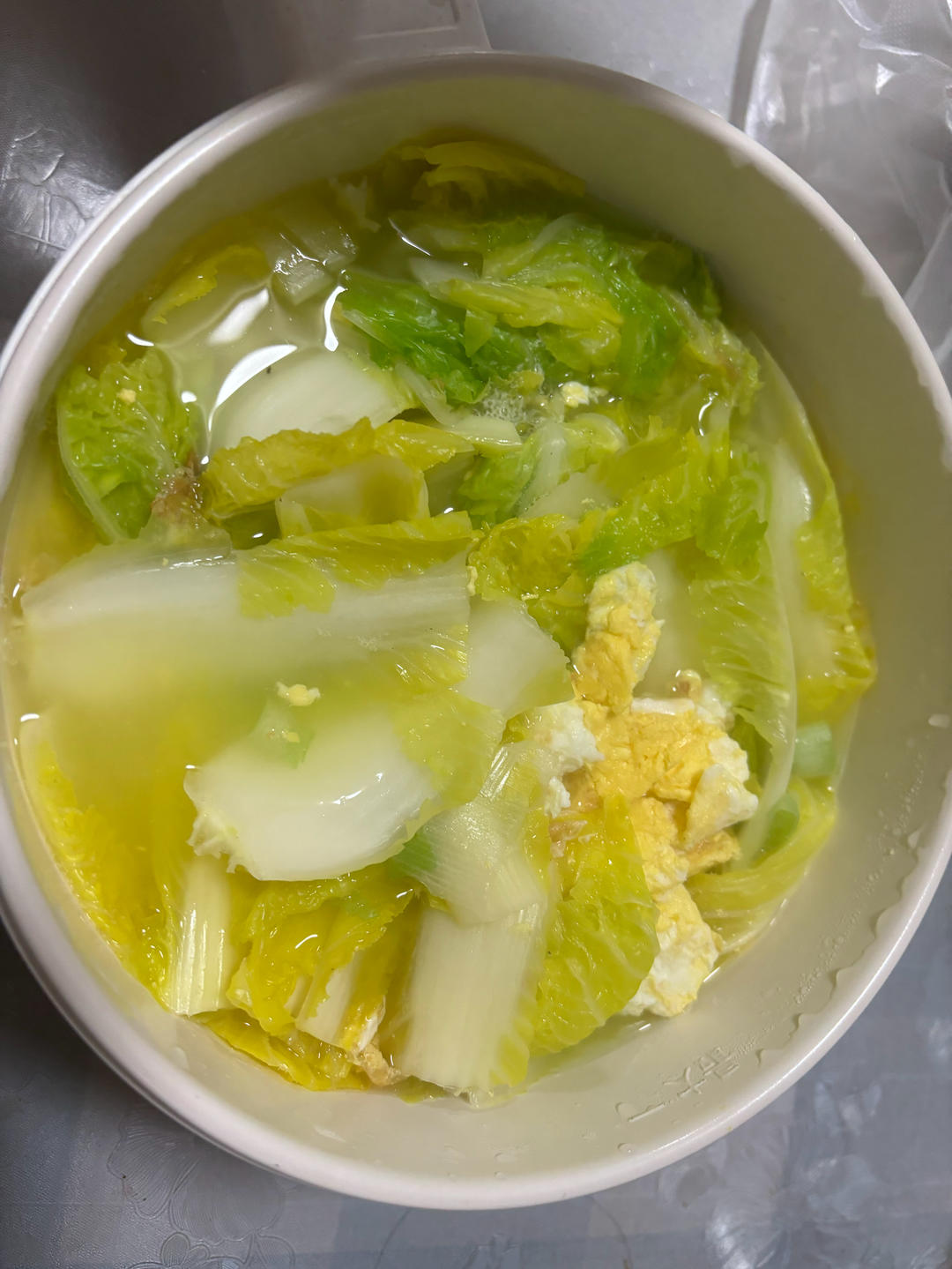 娃娃菜煎荷包蛋汤