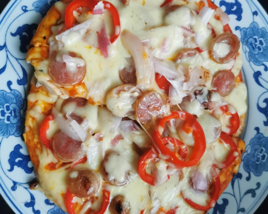 10分钟做好电饼铛肉肠披萨