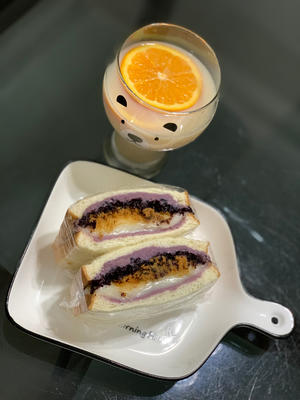 紫米芋泥麻薯肉松三明治的做法 步骤22