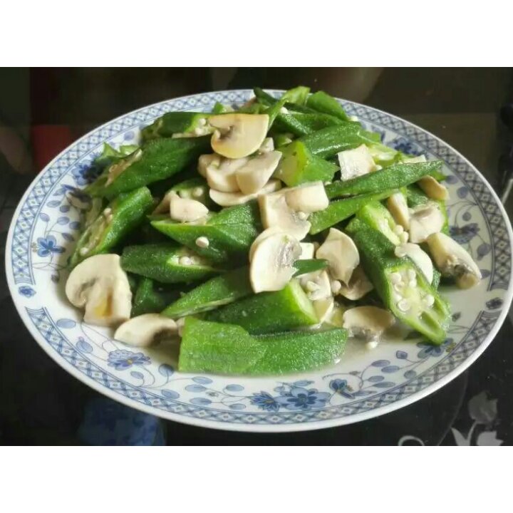 秋葵炒蘑菇