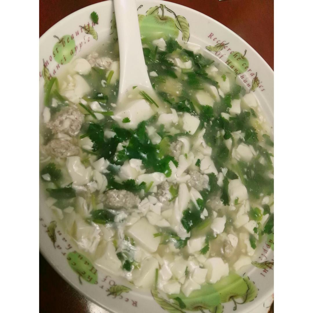 香菜豆腐蘑菇羹