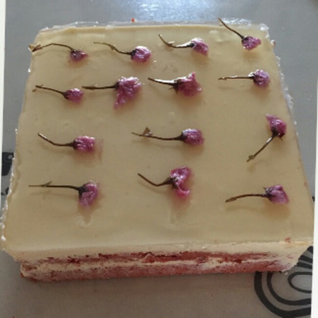 樱花双色紫薯慕斯