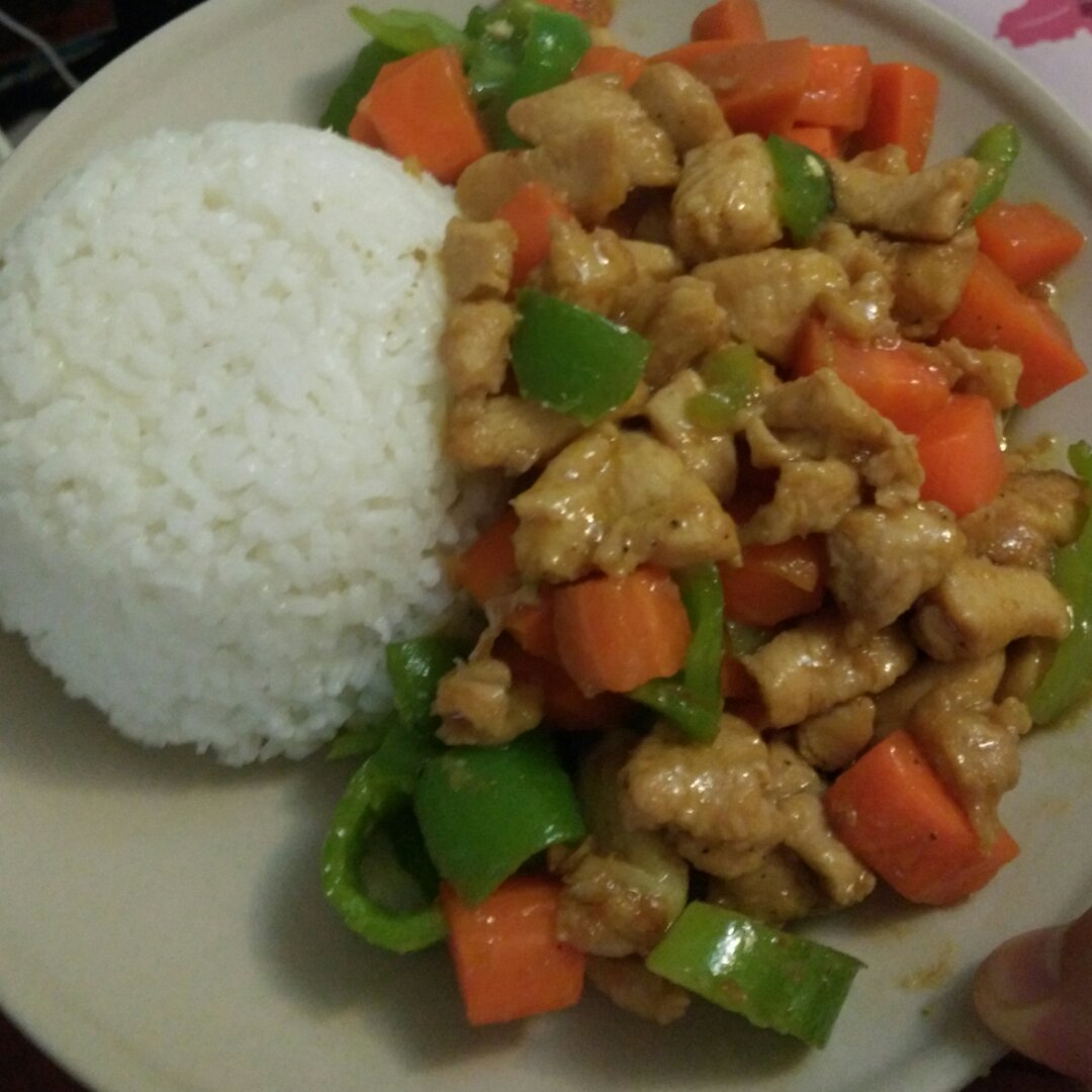 ethan饭和菜做的酱爆鸡丁盖浇饭