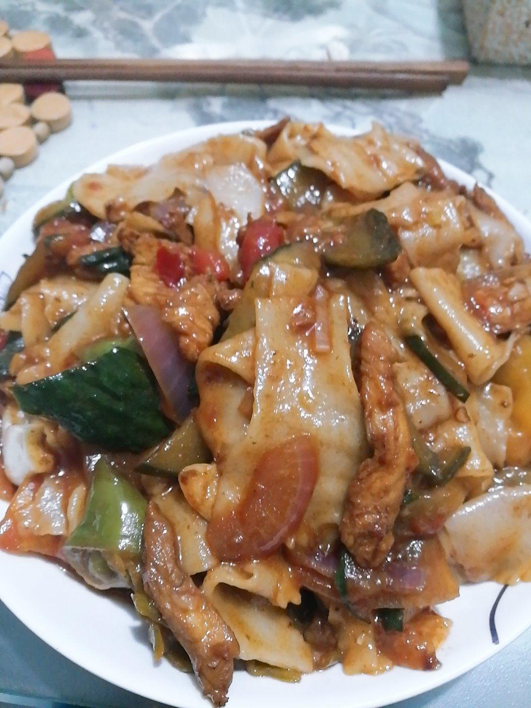 鸡肉版新疆干煸炒面