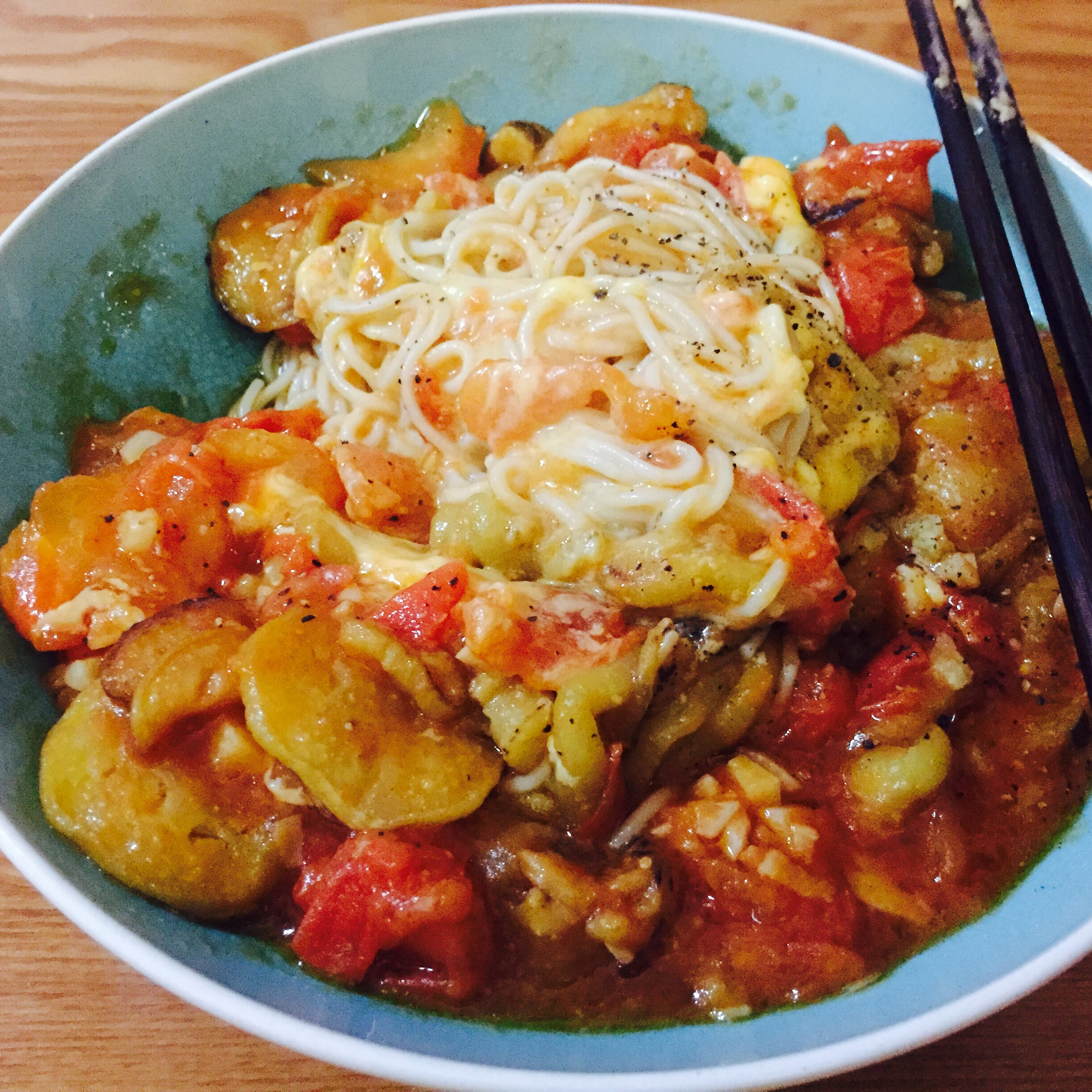 茄子奶酪番茄意面，绝妙的搭配