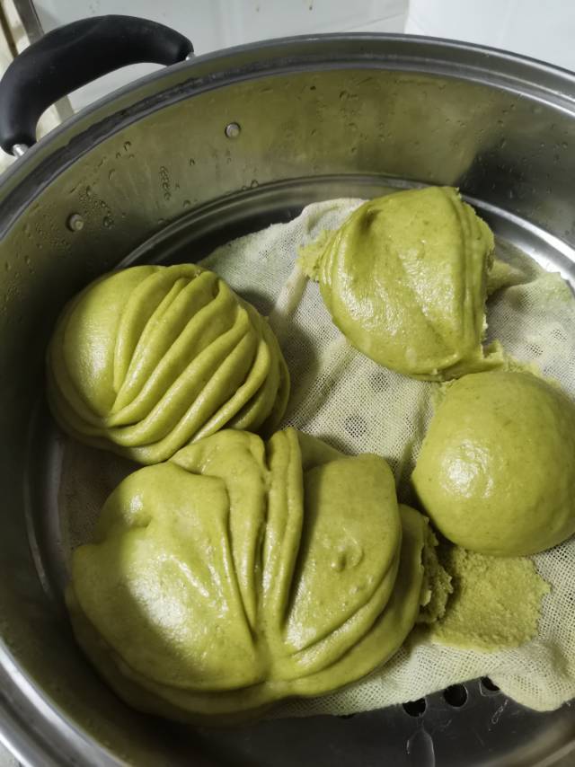 菠菜汁心形馒头 花卷（一次性发酵超治愈）