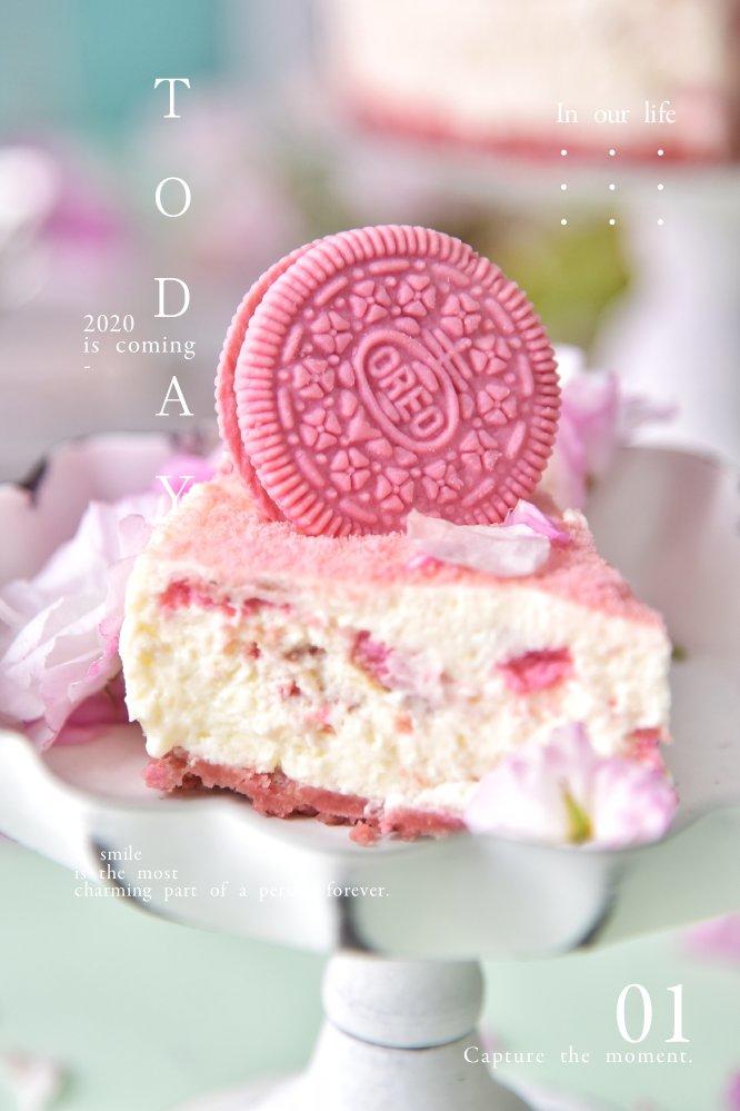 超美的樱花奥利奥芝士蛋糕