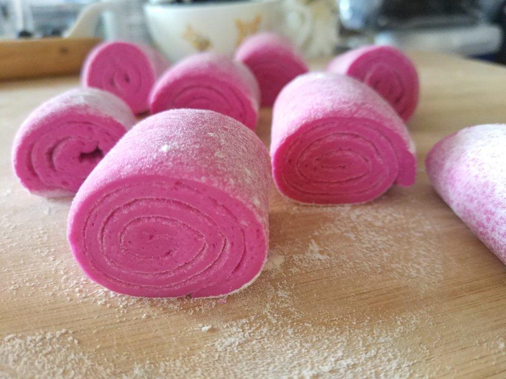 手机用户7698_po4t做的红心火龙果汁奶香刀切小馒头