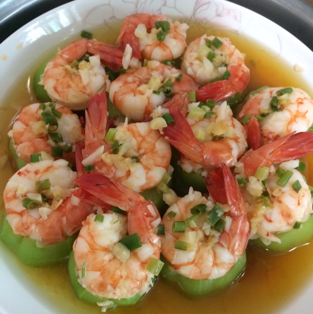 cc果冻洁做的清蒸丝瓜虾仁