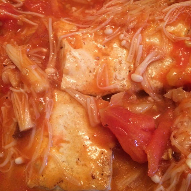 番茄金针菇煎豆腐的做法