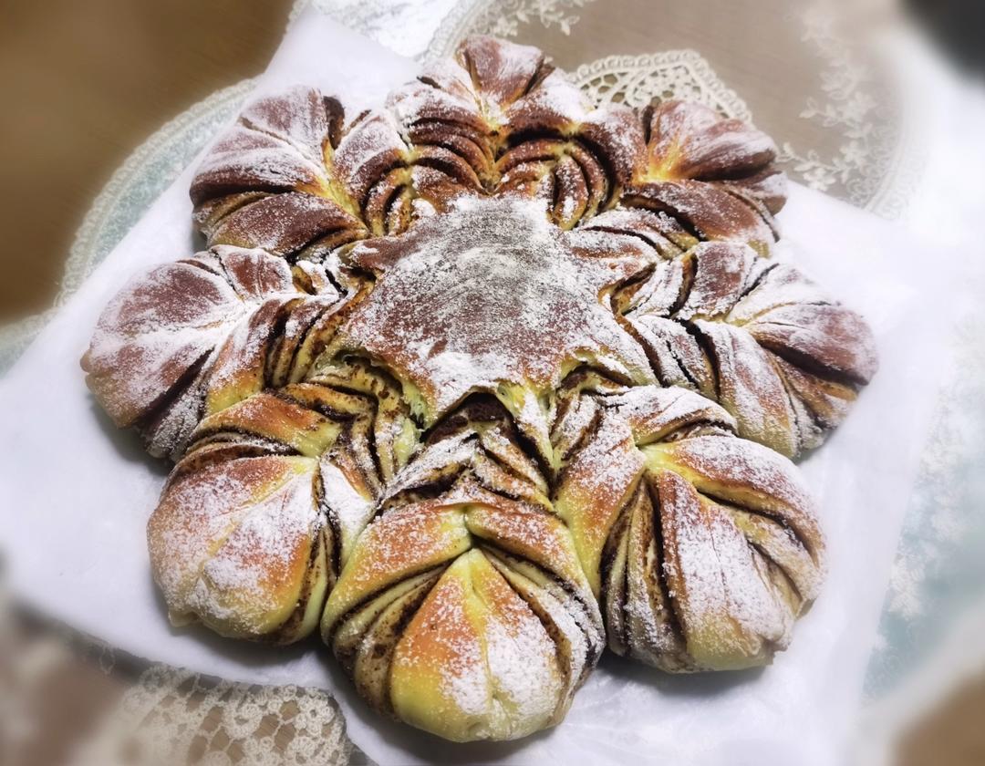 圣诞雪花面包，一次性发酵，简单漂亮又美味