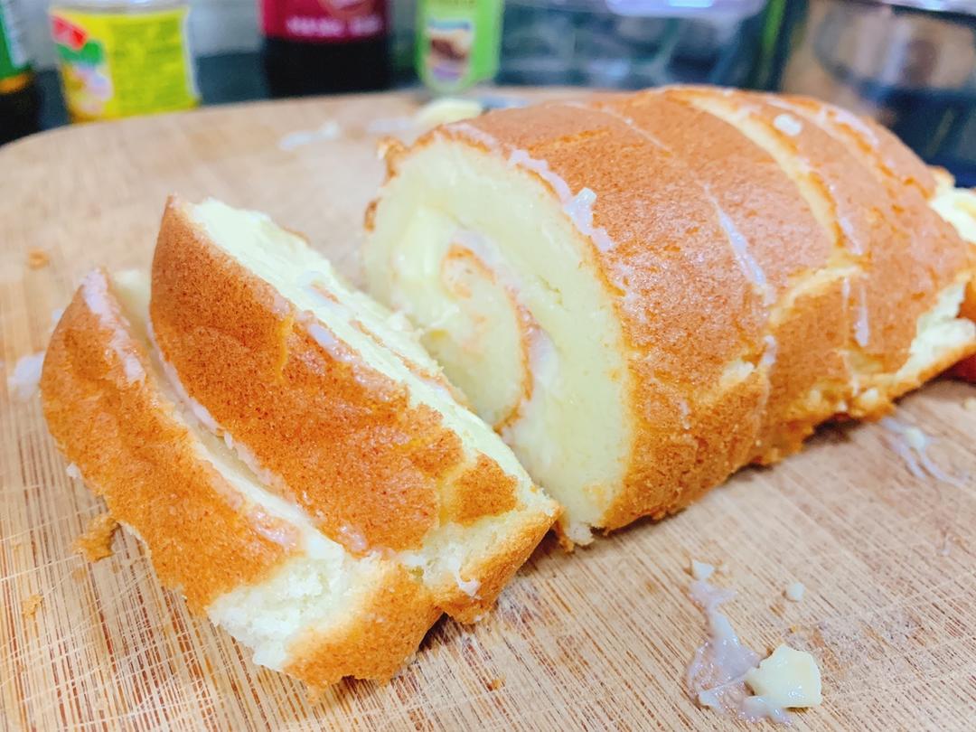 材料最简单的【低卡蛋糕卷】卡仕达戚风卷
