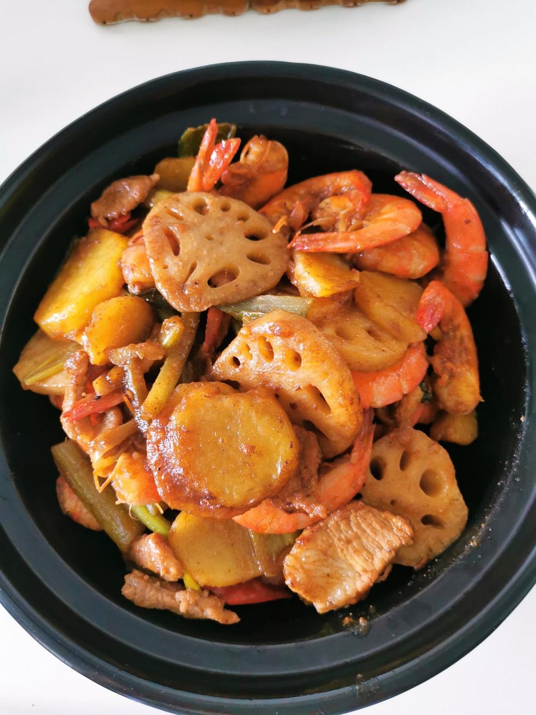干锅土豆虾