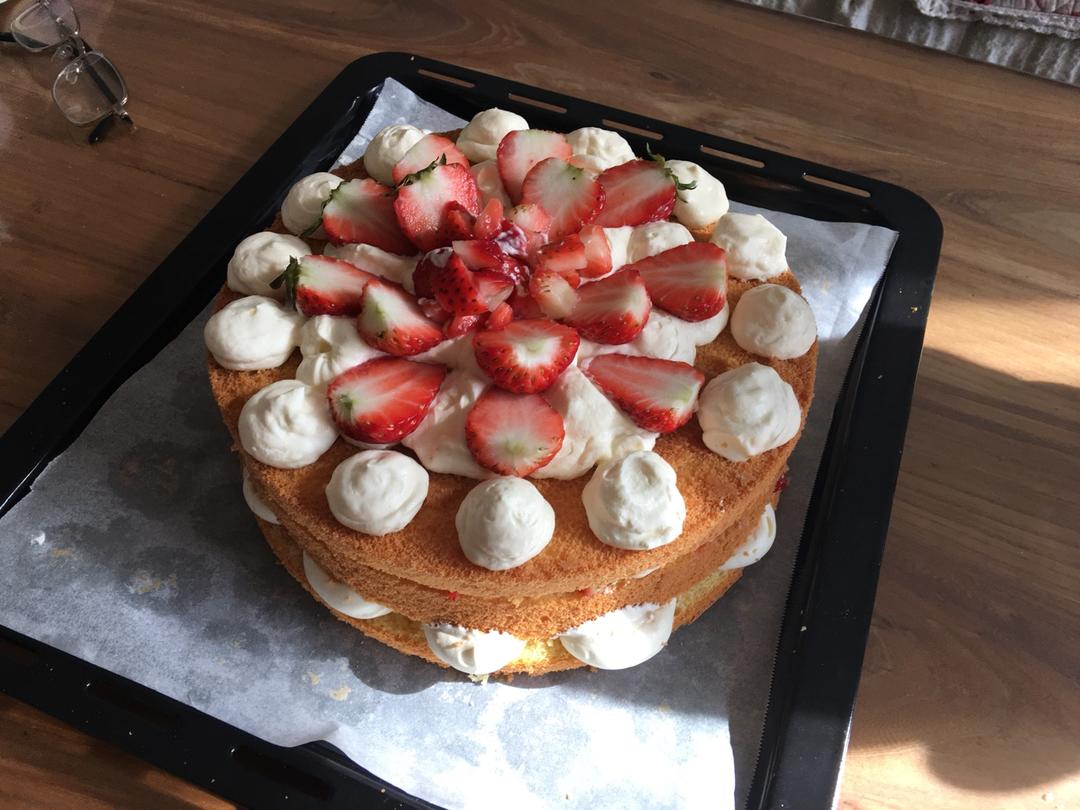 【零失败】不会裱花没关系的水果裸蛋糕 芒果裸蛋糕 完美戚风胚