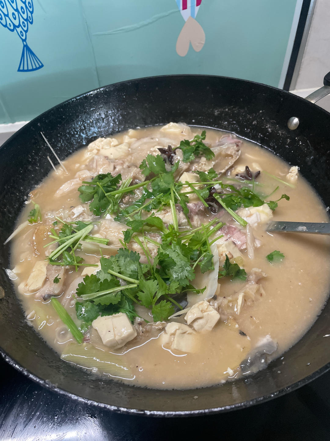 铁锅鱼头炖豆腐