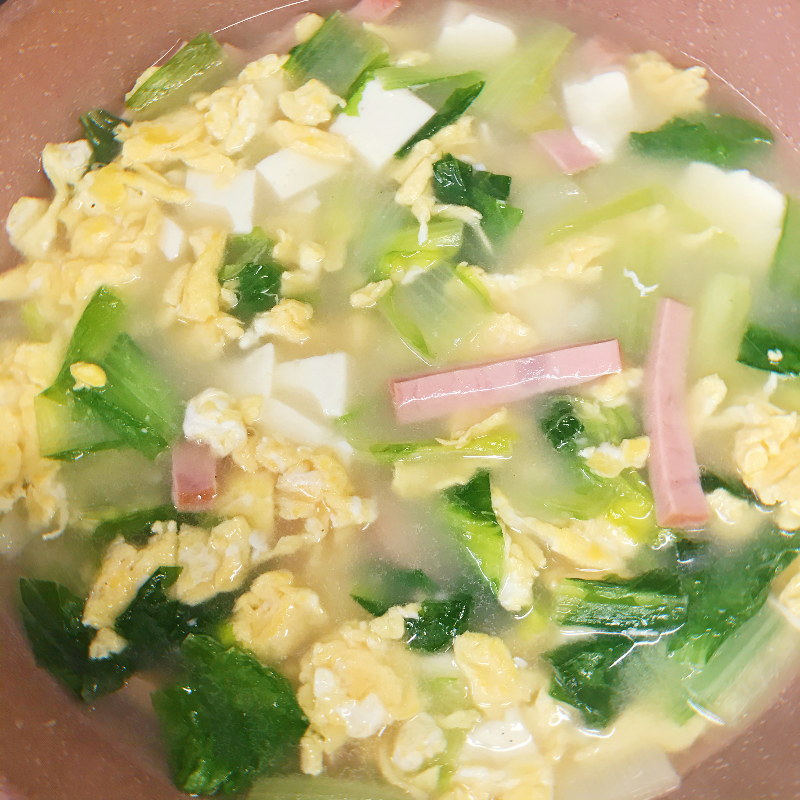 小白菜火腿鸡蛋汤的做法