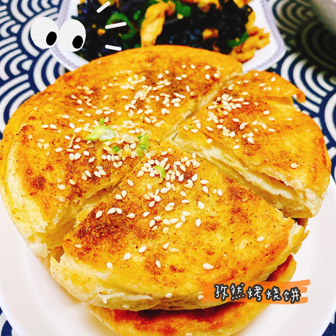 胖君儿做的孜然烤饼朴实的外表,华丽的味道高中时的最爱,记忆中的味道