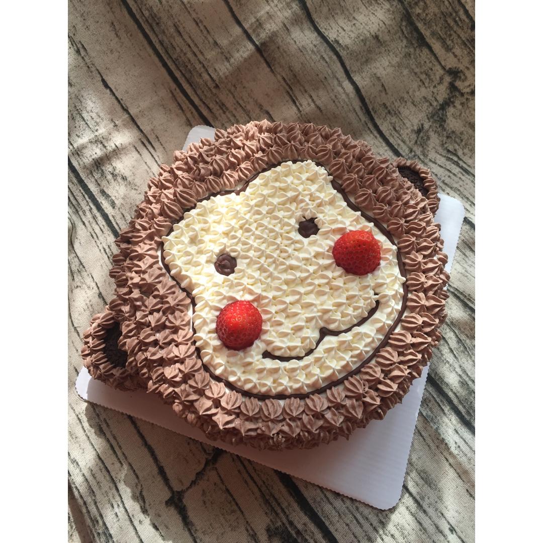 super露小露做的猴年吉祥猴子鲜奶蛋糕