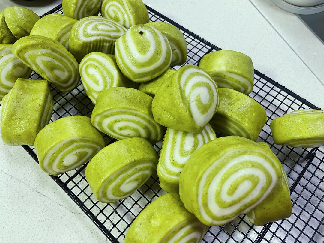 菠菜奶香双色馒头（一次发酵简易版）