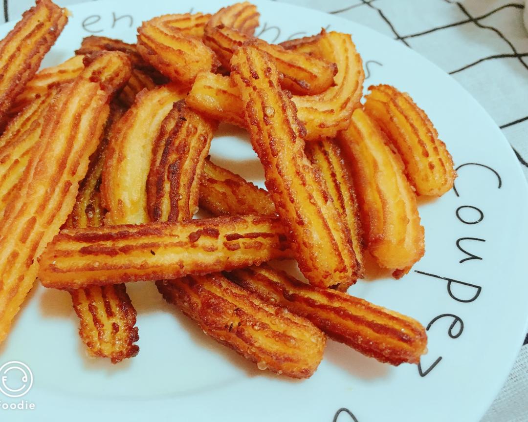西班牙油条Churros吉事果/水饺皮虾饼的做法
