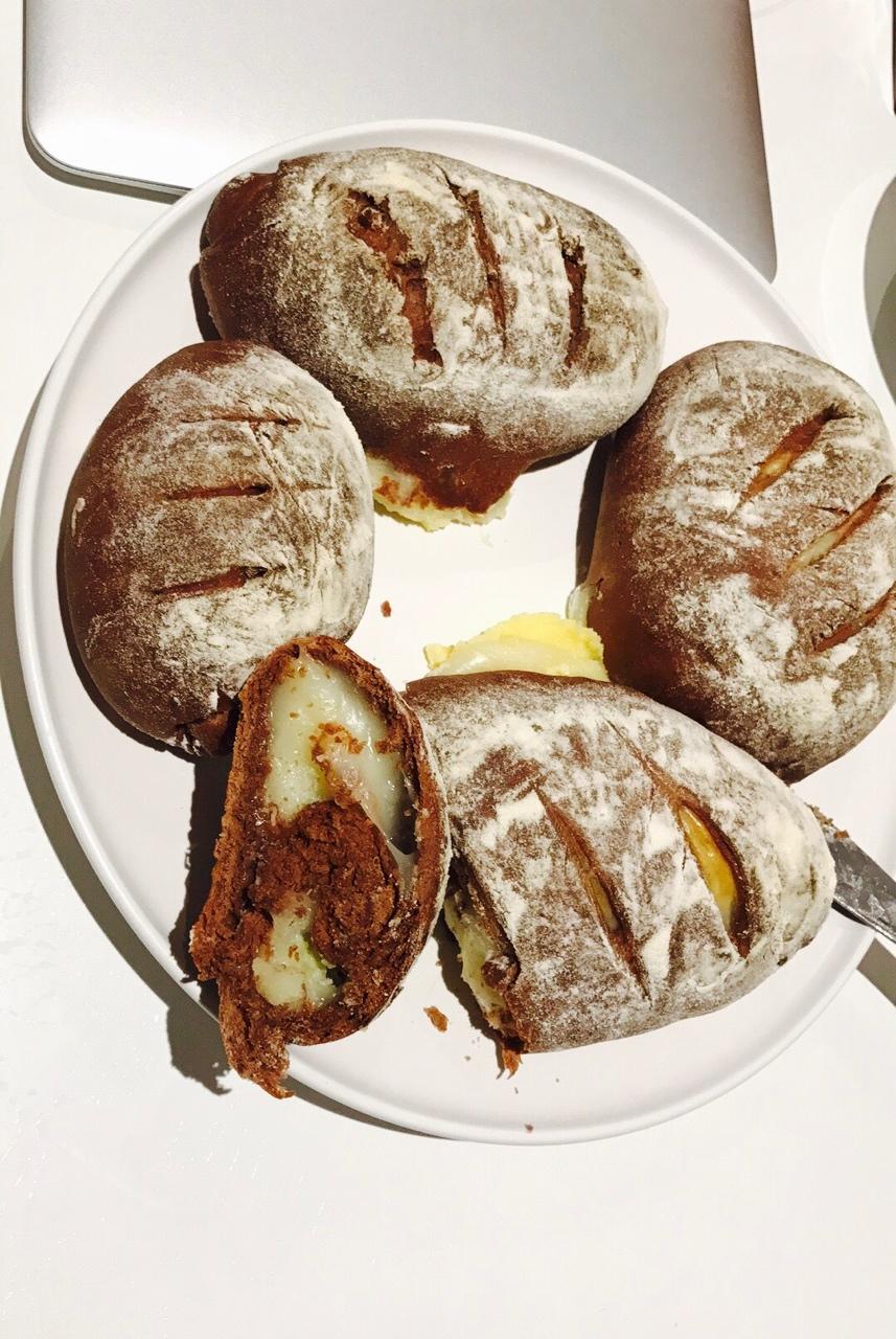 碳水化合物carbon做的可可麻薯软欧包