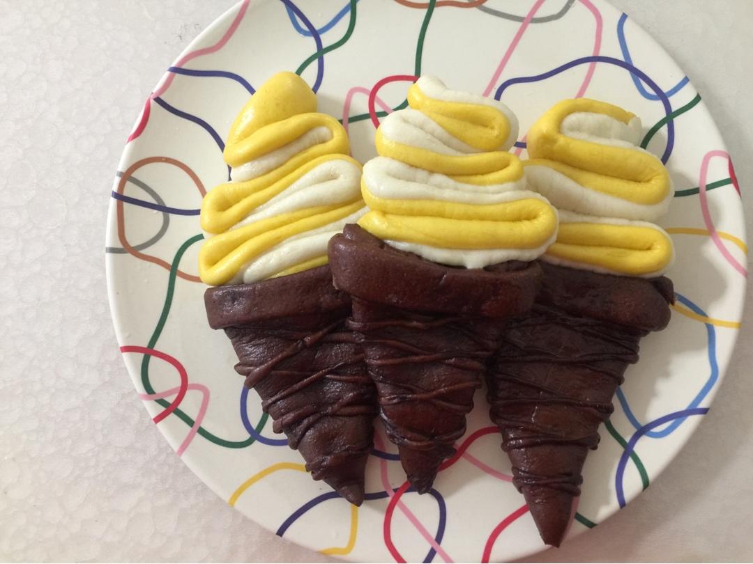 Q萌的蛋卷冰淇淋造型馒头