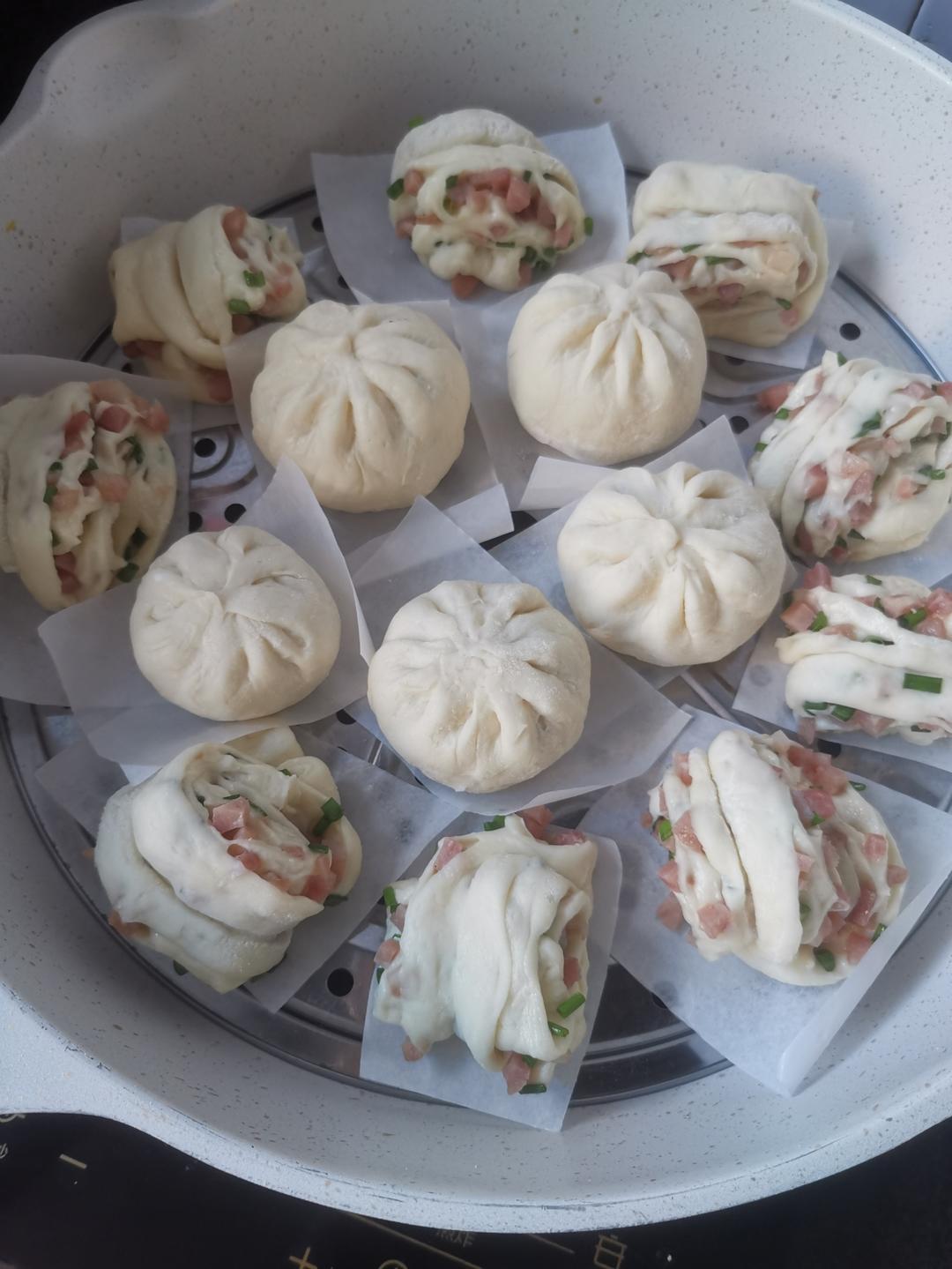 最好吃的火腿葱香花卷—附让葱不变黄的小窍门