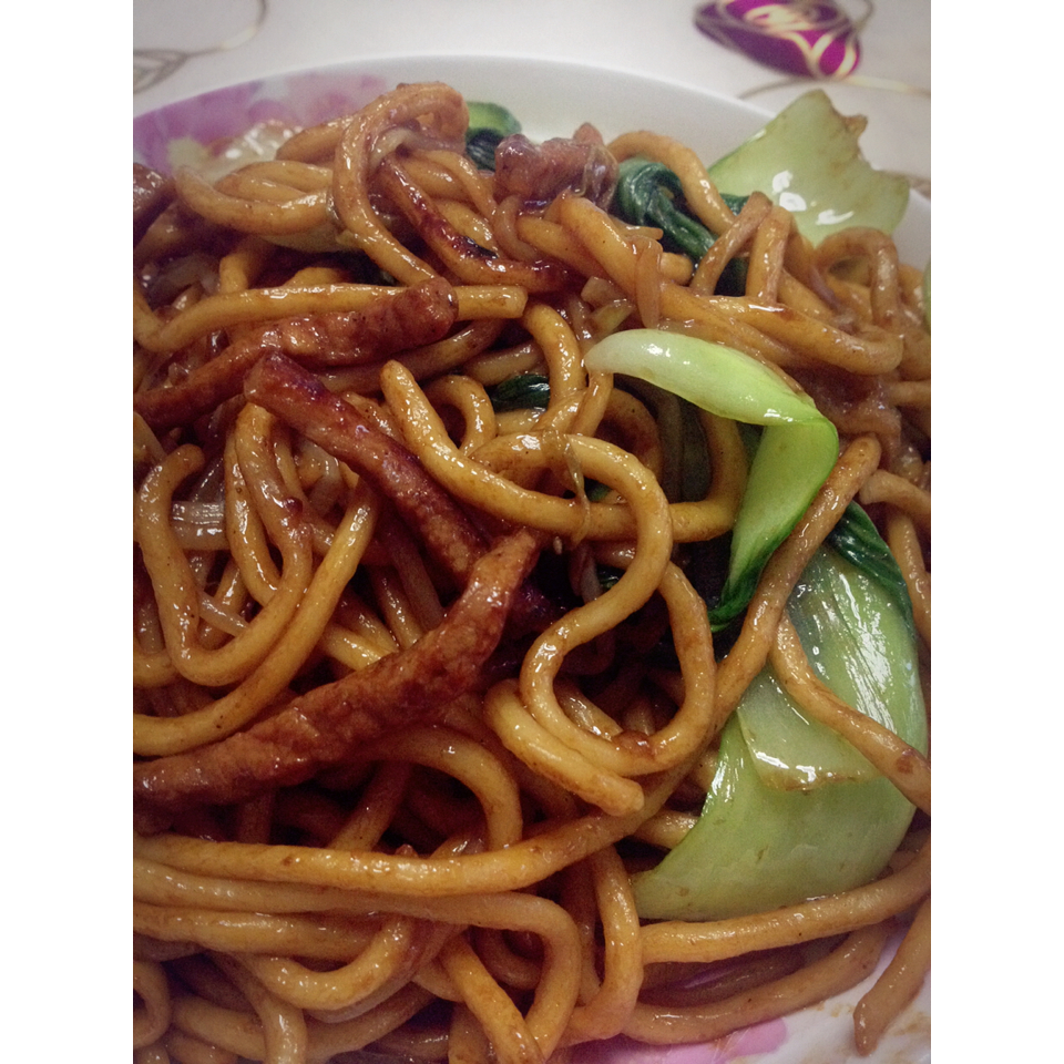 青菜肉丝炒面