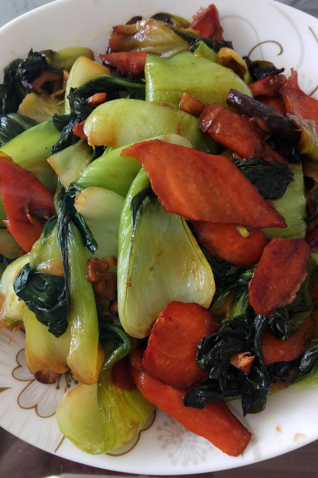 老丁的私房菜-香菇炒油菜