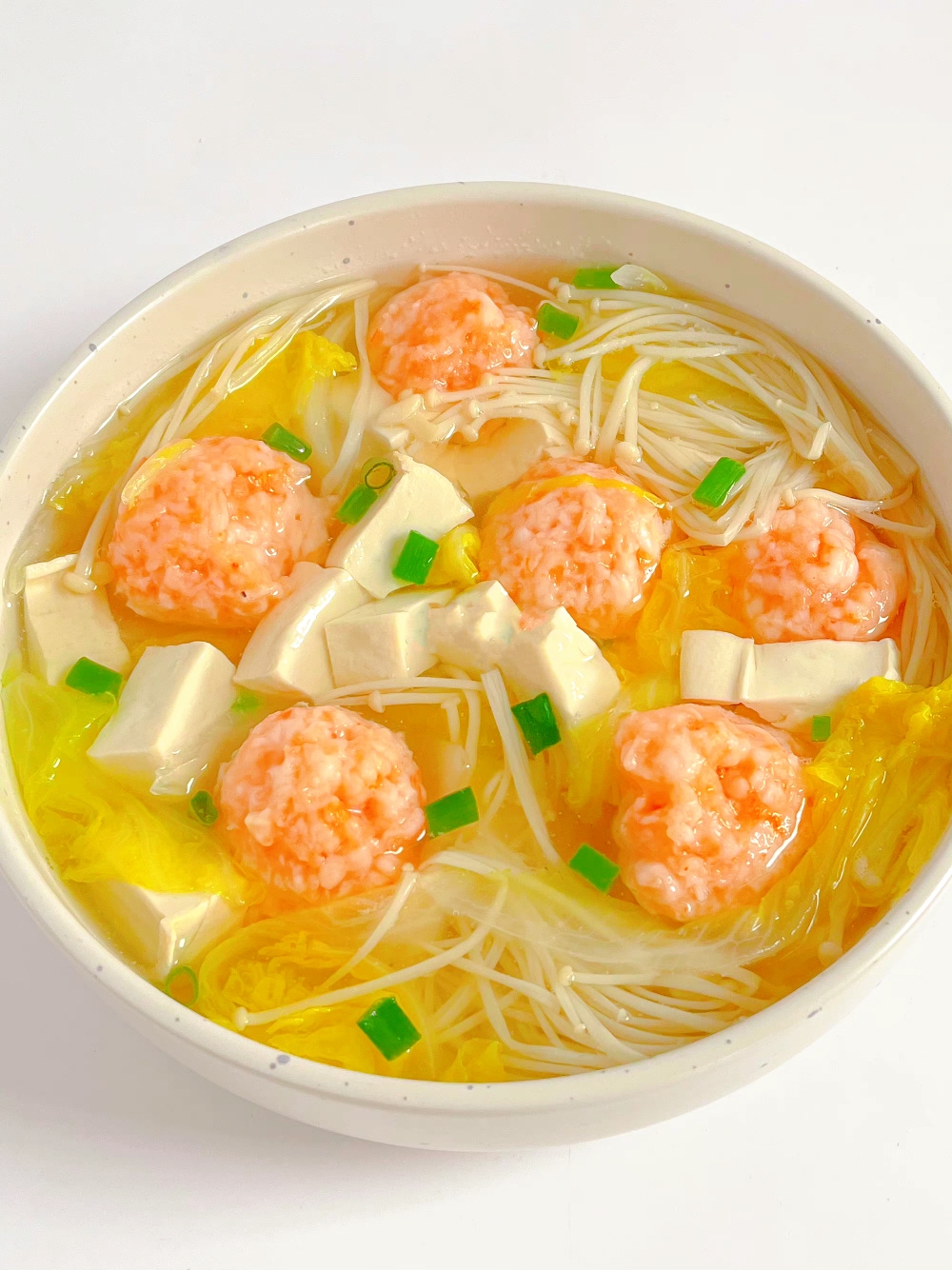 【减脂餐】低脂高蛋白虾丸豆腐汤的做法