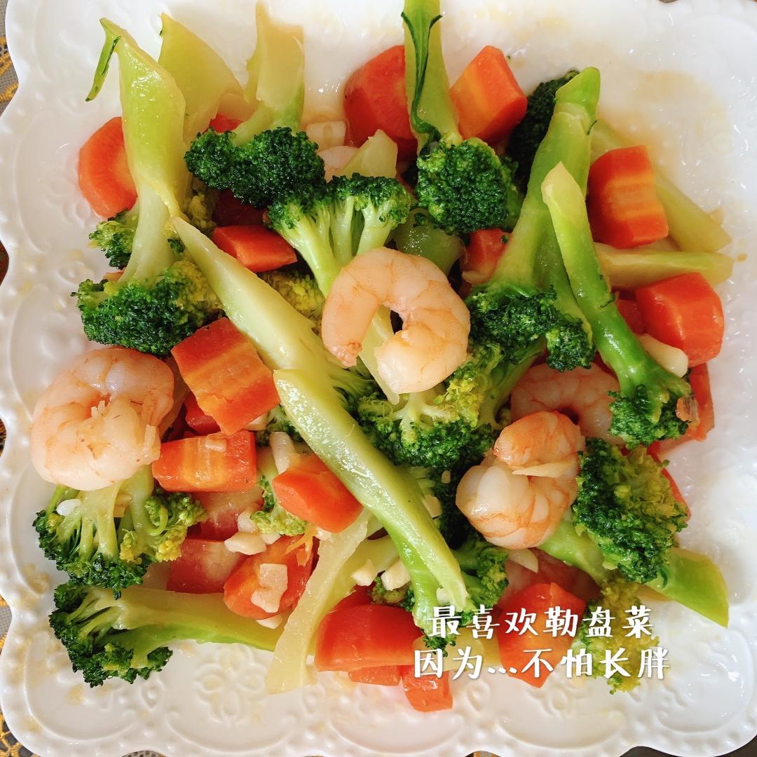 健康低卡家常菜—鲜虾炒西兰花