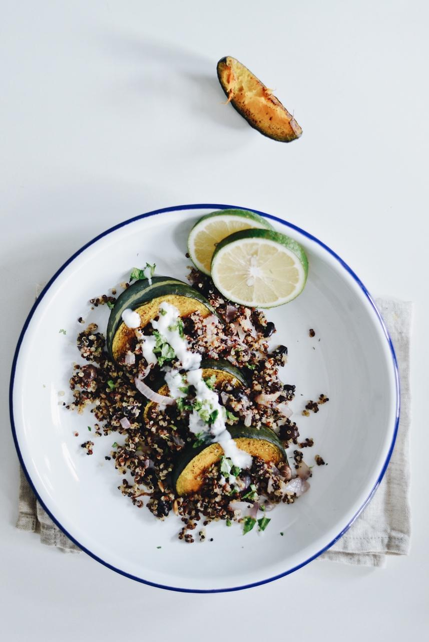 炒藜麦毛豆配烤南瓜