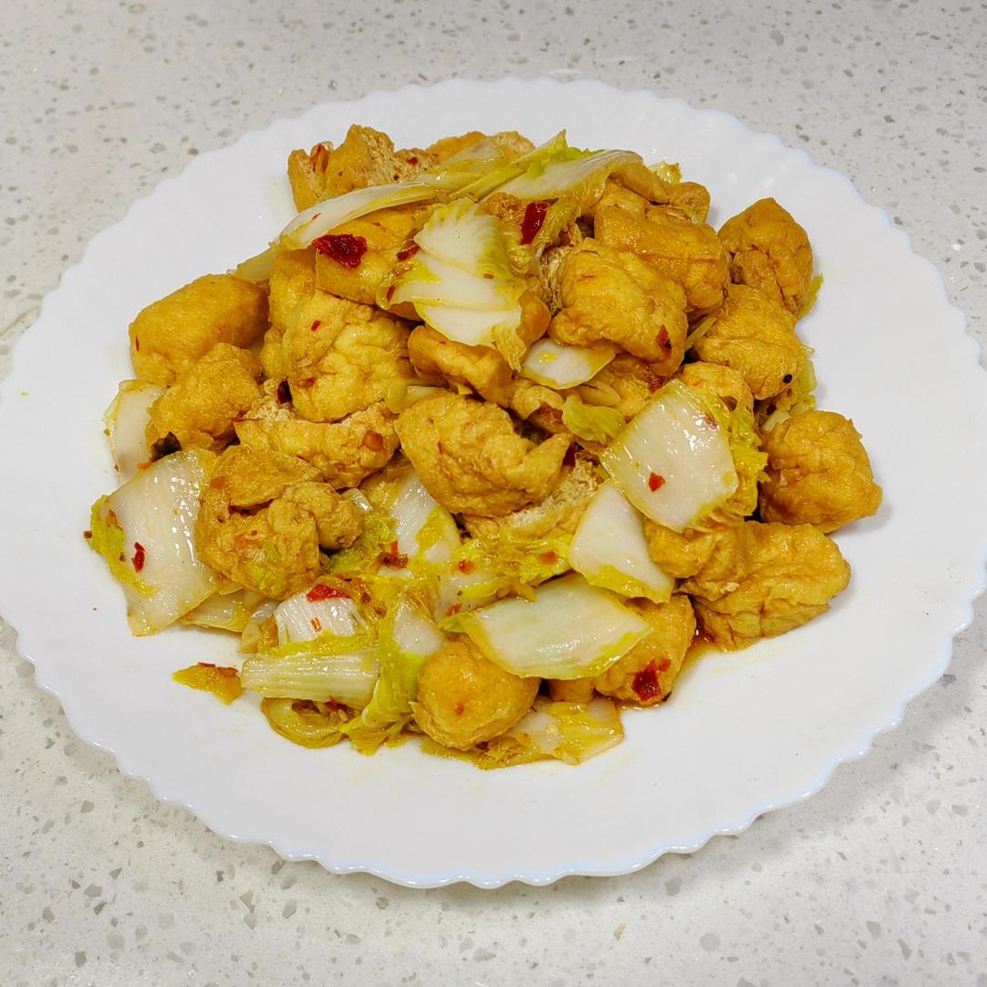 娃娃菜炒油豆腐（素菜）