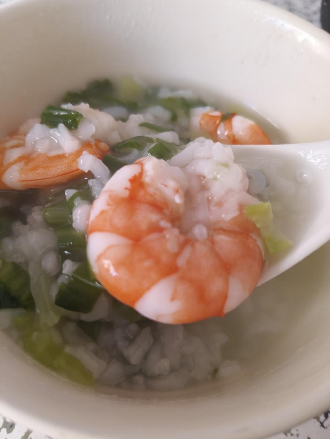 暖心又养胃的青菜虾仁粥