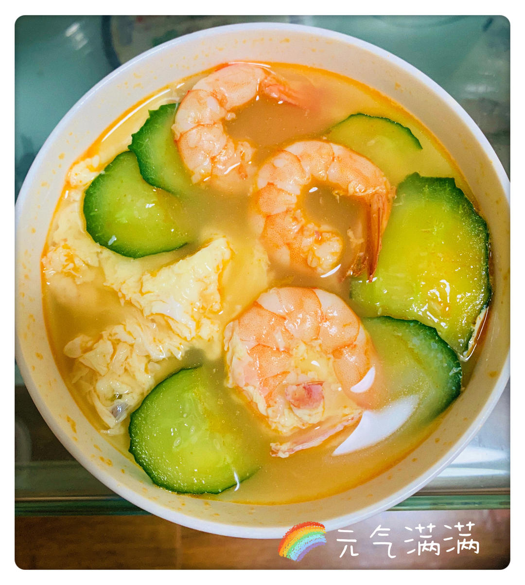 减脂餐｜黄瓜鸡蛋虾滑汤～鲜美爽口‼️