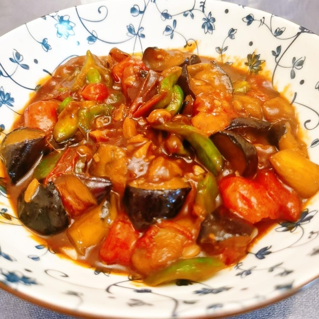 5分钟快手下饭菜#番茄炒茄子🍅番茄家族