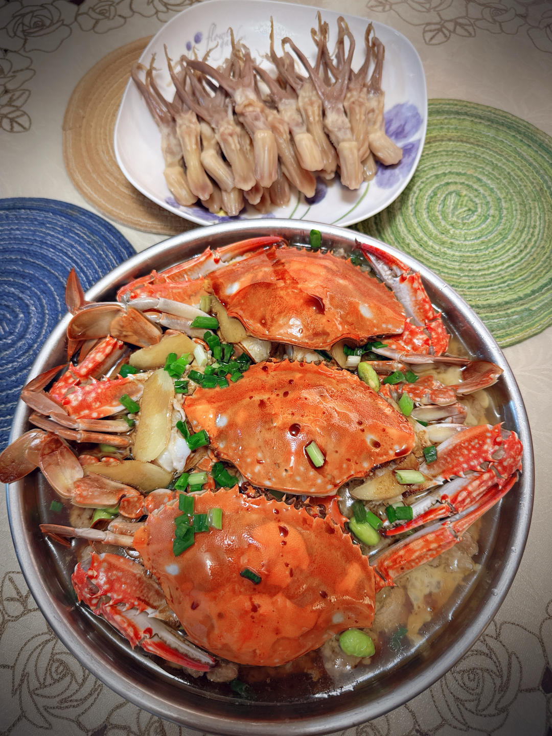 梭子蟹蒸肉饼
