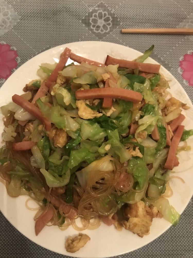 包菜鸡蛋粉条的做法