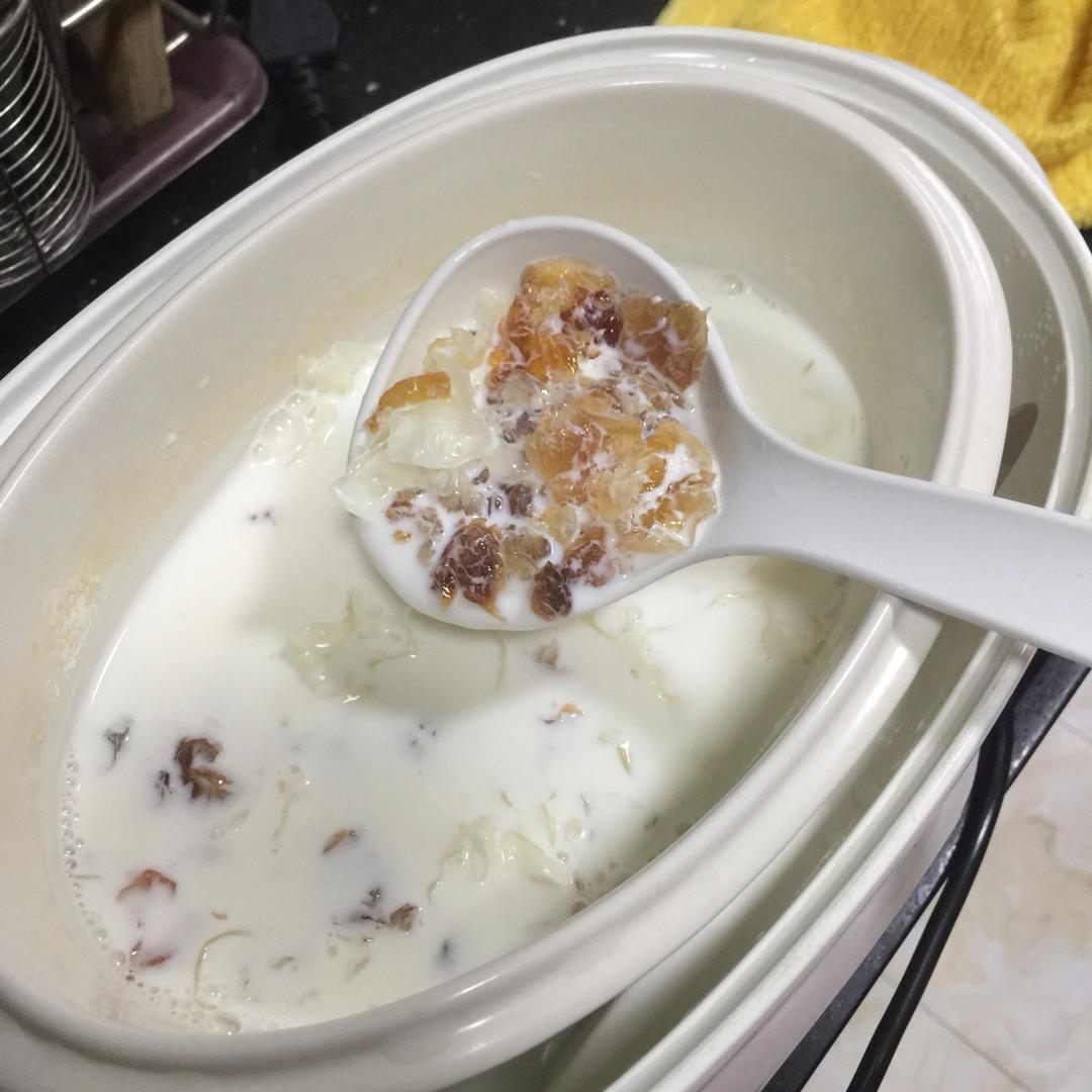 牛奶炖桃胶