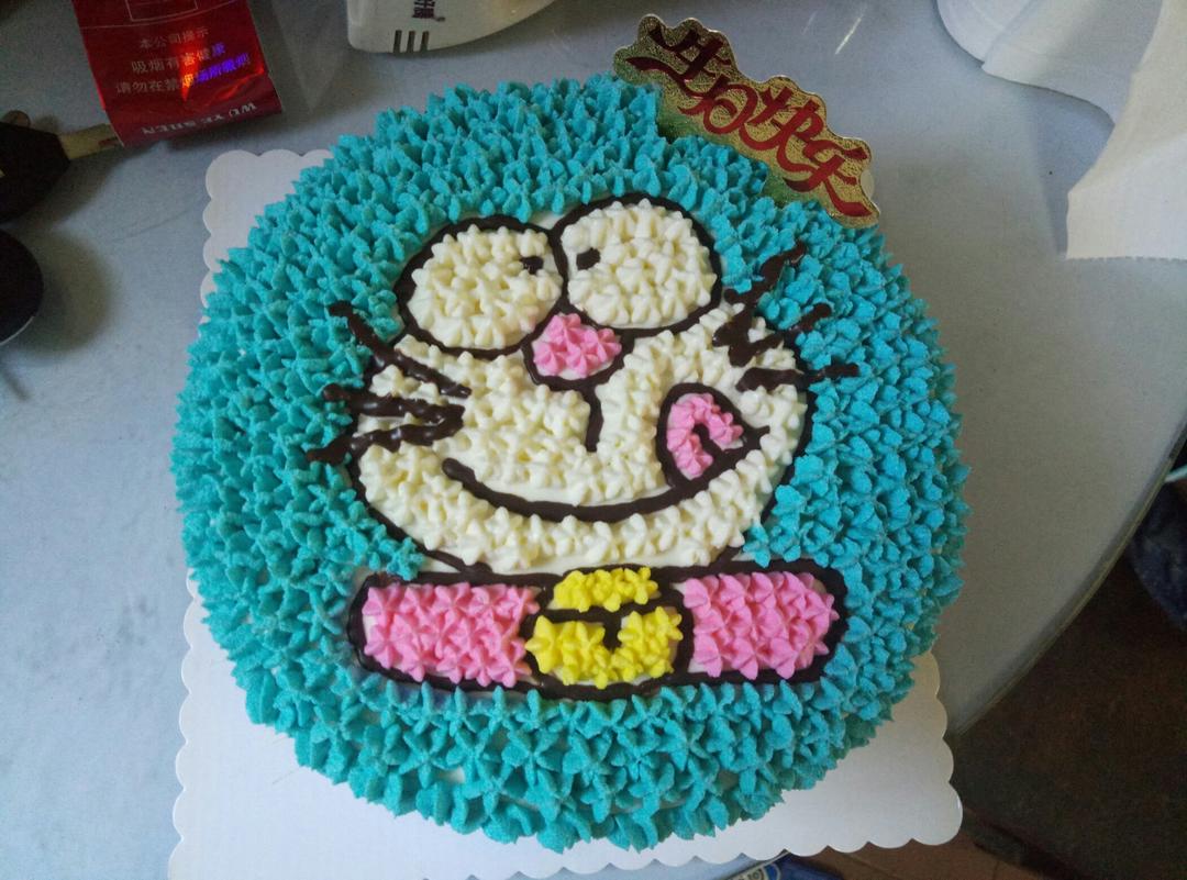 哆啦A梦蓝胖子卡通裱花蛋糕