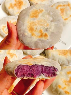🔆低卡小甜点～无油无糖的饺子皮紫薯饼的做法 步骤9