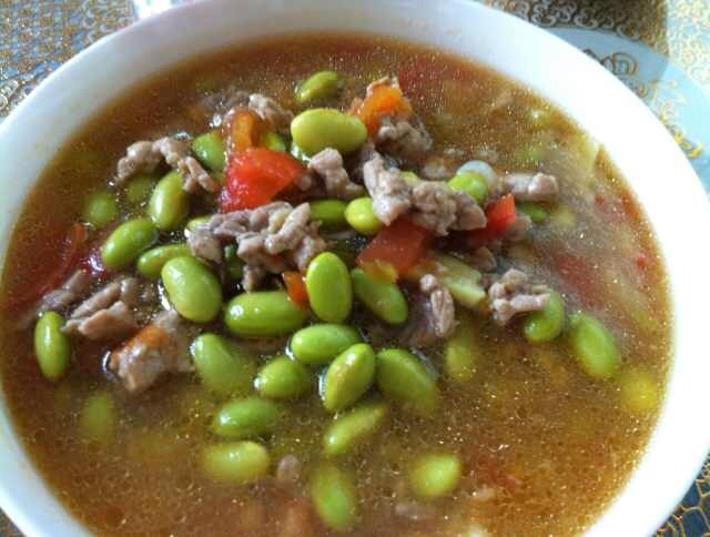 肉末番茄烧毛豆