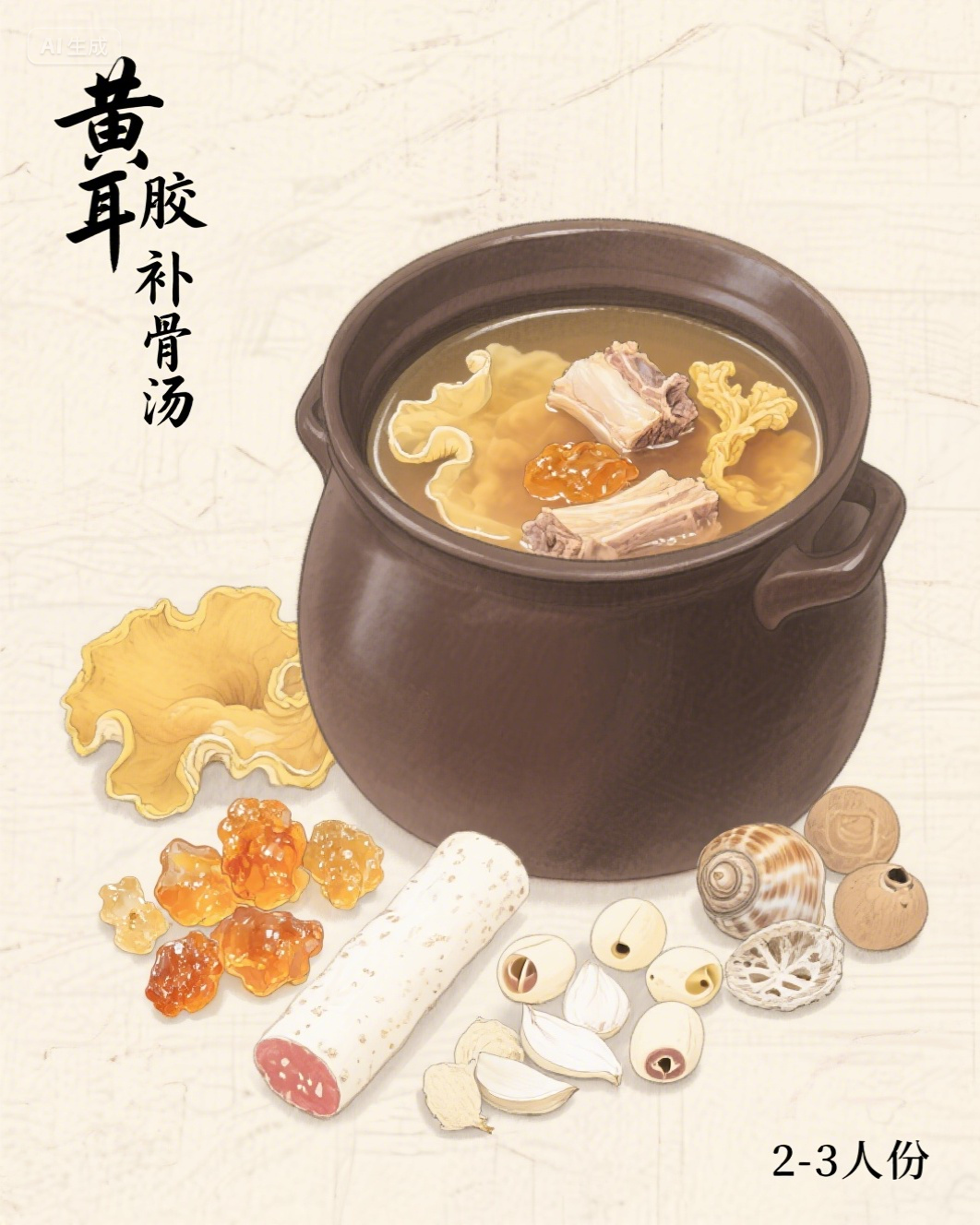 🥣黄耳桃胶补骨汤「煲靓汤」的做法